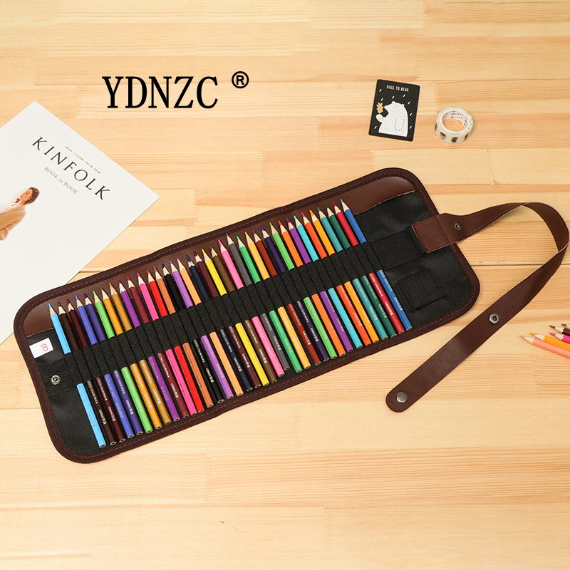 

YDNZC 36 Colors Water Soluble Color Pencil with Roll Canvas Curtain Student Painting set Art Supplies Practical Gift