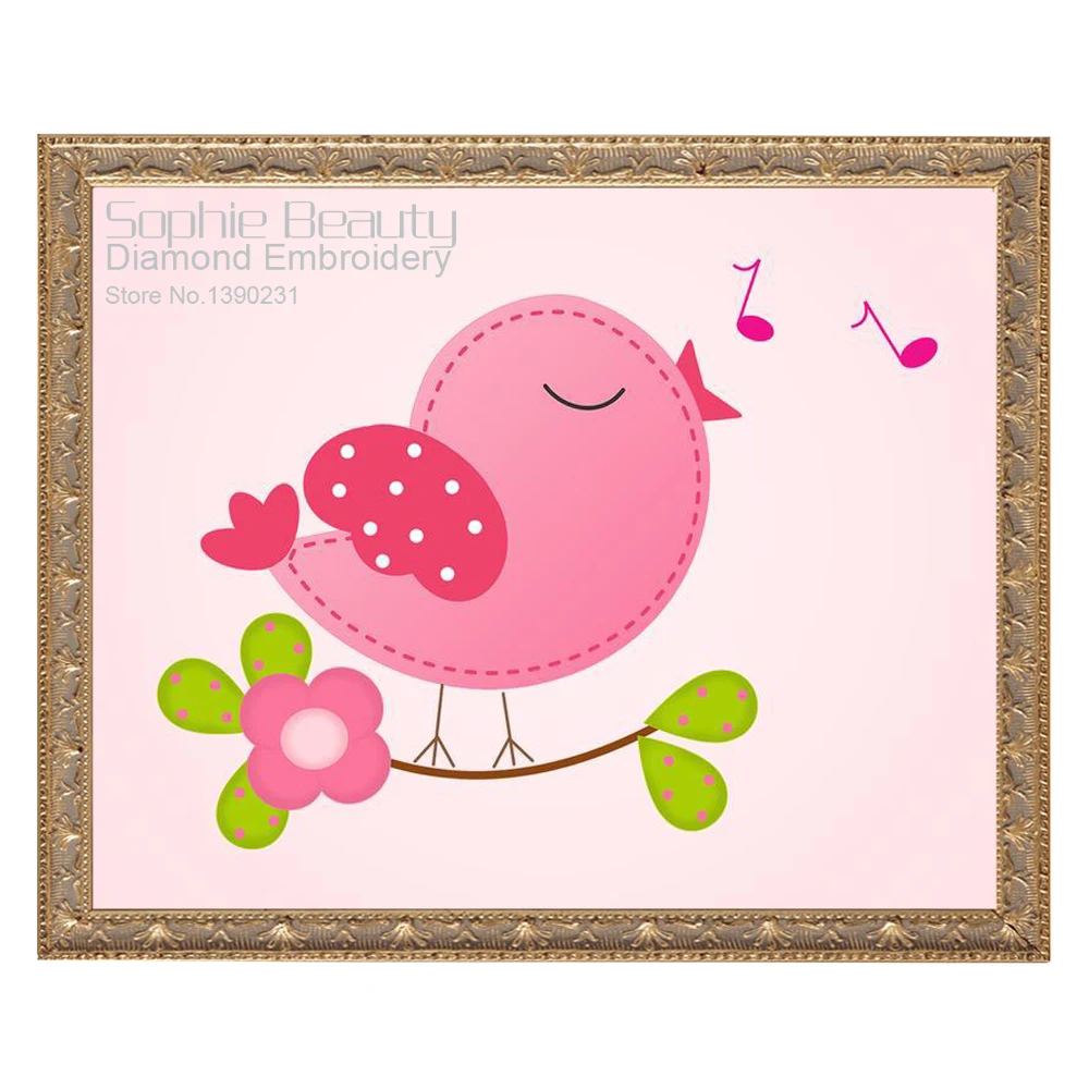 Baru Kartun Burung Bernyanyi Diy Diamond Lukisan Cross Stitch5D