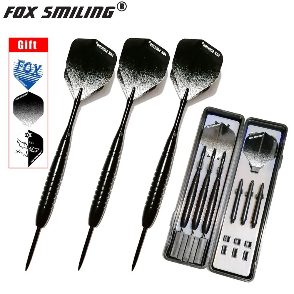 A Fox Smiling 3 шт. 23 г профессиональный стальной наконечник Дротика s с черным дардосом перо полеты с аксессуары для игры в дартс Дротика в помещении настольные игры - Цвет: A