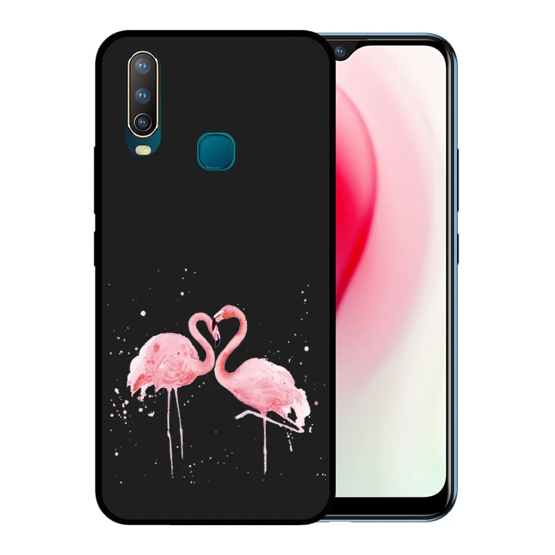 Soft Silicone Black Case for VIVO Y17 Y3 Y93 Y85 U1 Y95 Y91 Durable Cartoon Flamingo Cover | Мобильные телефоны и