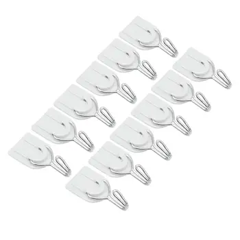 

12pcs White Self-adhesive Wall Hook Hanger Plastic Sticky Door Hooks Holder for Clothes Towel Coat Bathroom Kitchen Accessories