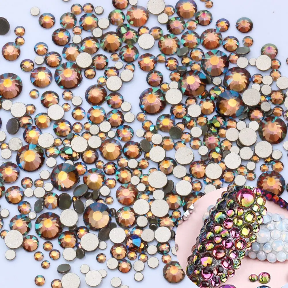 

Coffee Rainbow Non Hotfix Crystal Rhinestones For Nails Art Decorations SS3-SS20 Flatback Strass Stones DIY Crafts Garments