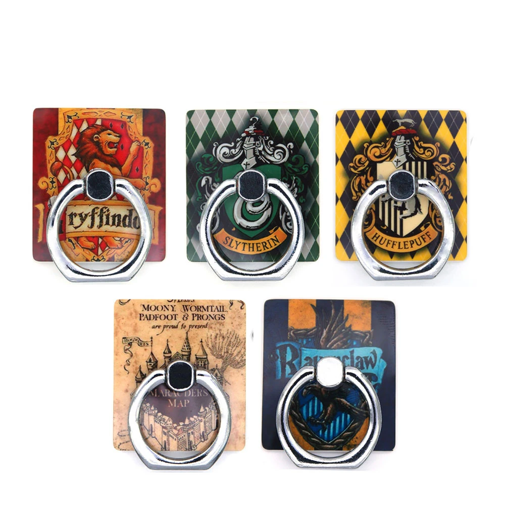 

Harri Potter Phone Holder Finger Ring Stand Circle Grip Gryffindor Slytherin Ravenclaw Mobile Phone Sticky Mount Holder Bracket