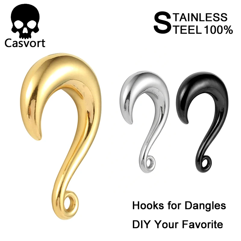 

Casvort Unique Stainless Steel Ear Piercing Fashion Hooks for Dangles Body Piercing Jewelry 2 PCS pair Selling