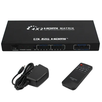 

HDMI Matrix 4x2 HIFI 4 in 2 out HDMI HD True Matrix Switcher/Splitter Supporting 4K/3D/1080P with IR Remote
