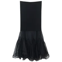 Сетчатая юбка-труба с оборками, летняя женская юбка с эластичной резинкой на талии, трикотажная юбка-русалка, элегантная Нижняя юбка