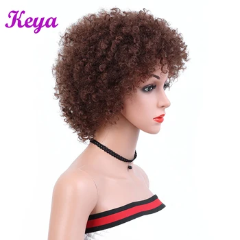 

Short Afro Kinky Curly Wig 6 Inch Synthetic Wigs Pure Brown Color Bob Wig High Temperature Fiber Wigs for Women