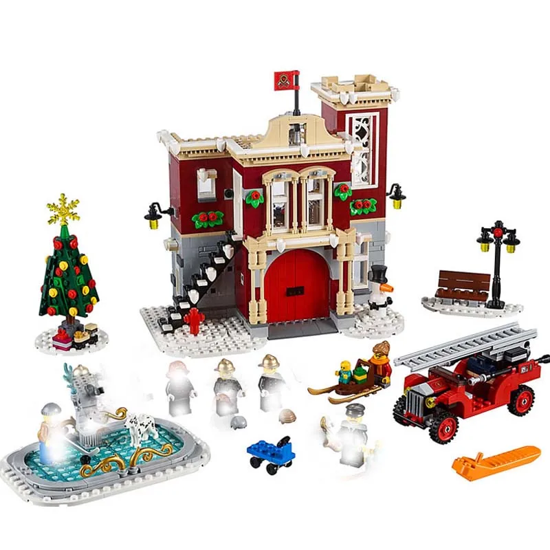Compatible Legoing 10263 Creator Series Winter Village Fire Station Building Blocks Bricks Toys Assembled DIY