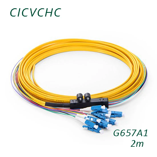 

2pcs 12 Core Ribbon Cable with LC/UPC-G657A1-2m-PVC-Branch kit / Optical Fiber Pigtail
