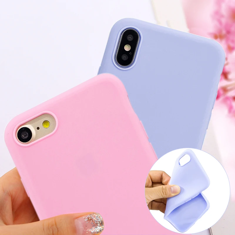 Модный чехол для телефона Candy Macaron iPhone 7 8 Plus силиконовая задняя крышка из ТПУ X XR XS