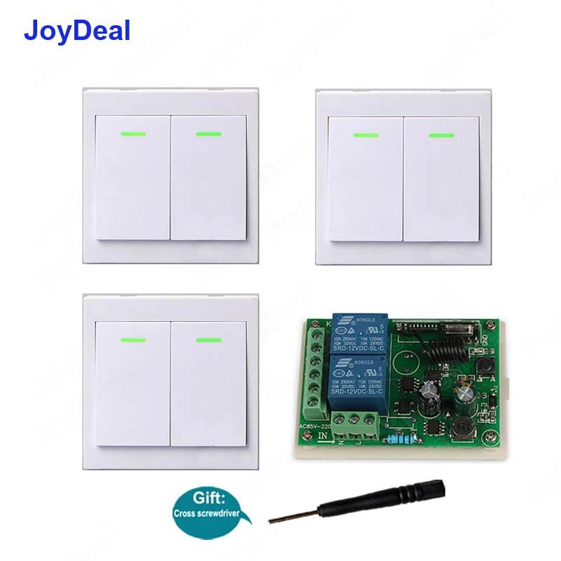 

AC 220V 2CH Wireless Remote Control Light Switch 86 Wall Panel Transmitter RF Living Room Home Bedroom Office Led Light Switches