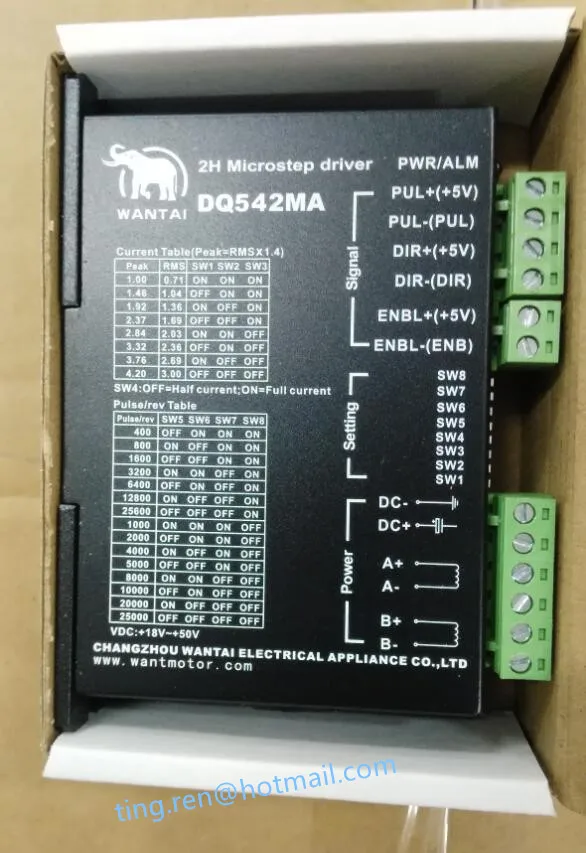 Driver para Motor de Passo Moinho de Corte 4.2a 128 Microsteps Stepper Digitais Wantai Nema23 1 pc Dq542ma 50 v