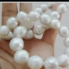 Элегантный 11-12 мм натуральный белый жемчужное ожерелье 18 дюймов