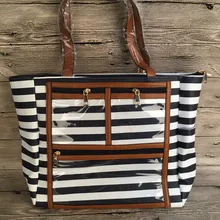 Новая женская сумка в черно-белую полоску,, эфирное масло, искусственная кожа, сумка для подгузников, детская сумка, DOM1010576