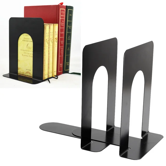 Pair L Shaped Bookend Anti skid Shelf Book Case Holder Desk Book