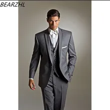 Костюм slim fit для мужчин Бизнес Жених костюмы светло серый индивидуальный заказ смокинги для женихов Свадебные