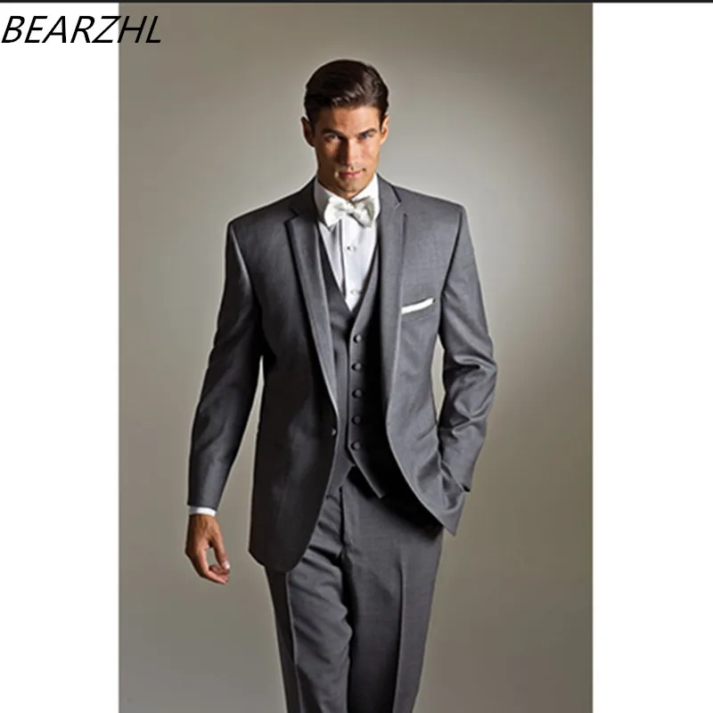 12515 Costume Slim Fit Hommes Daffaires Marié Costumes Gris Clair Tuxedos Sur Mesure Pour Mariage 2019 In Costumes From Vêtements Homme On