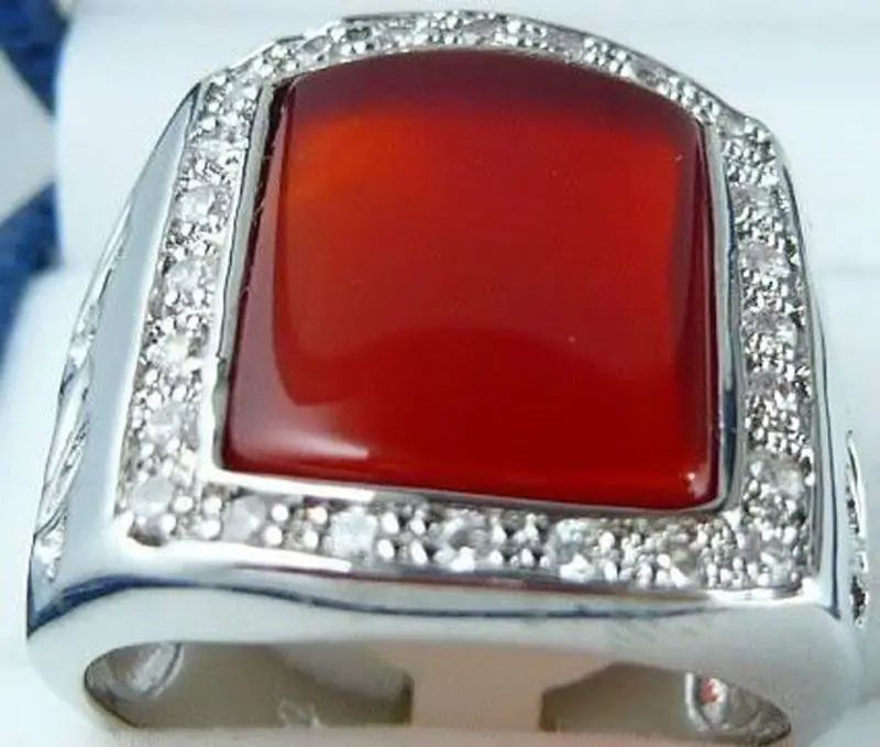 

Fashion Jewelry red jade Gemstone men's ring size:8-11 AAA Grade