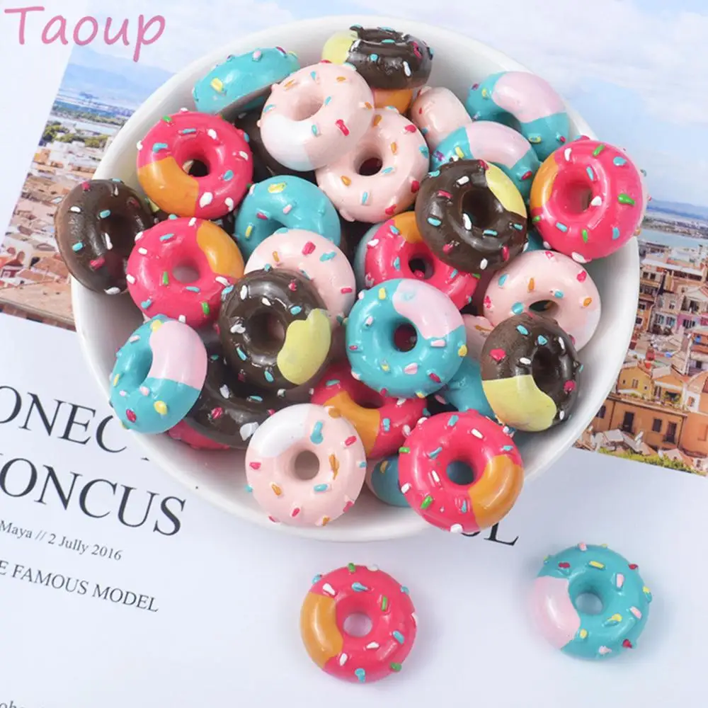 

Taoup 10pcs Resin Creamy Dessert Artificial Donut Fake Food Prop Candy Donut Decor for Phone Happy Birthday Party Decor for Home