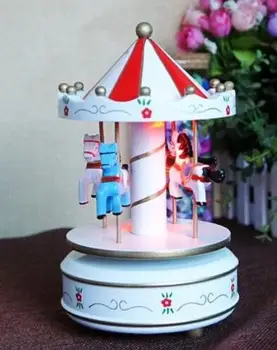 

New - style merry-go-round music box with LED lamp art cake shop use furnishings crafts creative decoration Home
