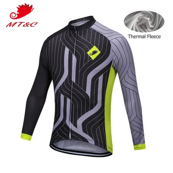 

MT&C Men Winter Cycling Jersey Long Black Stripes Sport Style Breathable Clothes Quick Dry Racing Bicycle Sportswear Clothes