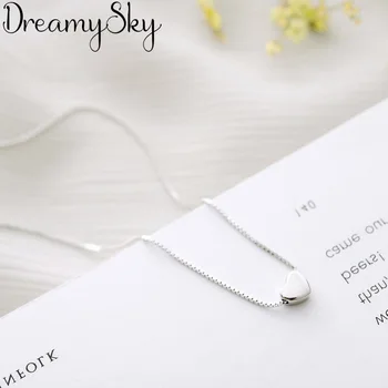 

DreamySky Boho Love Heart Silver Color Long Chain Necklaces For Women Pure Silver Choker Necklace Christmas Jewelry