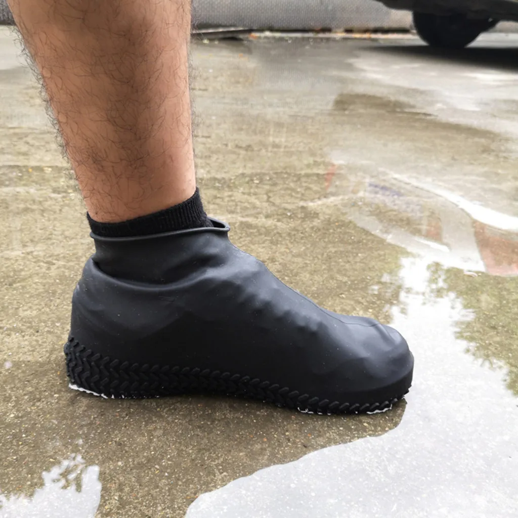 1 пара силиконовые водонепроницаемые бахилы уличные утолщенные дождевые многоразовые эластичные непромокаемые походные противоскользящие Чехлы для обуви