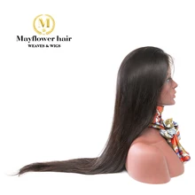 Mayflower 13x" парики на шнурках Необработанные девственные прямые волосы натуральный цвет 150% Плотность отбеленные узлы с линией волос младенца