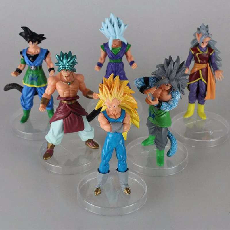 

6pcs Dragon Ball Goku Vegeta Brolly Anime Action Figures Collectible Brinquedos Model Doll Kids Toys for Boys 13-15cm