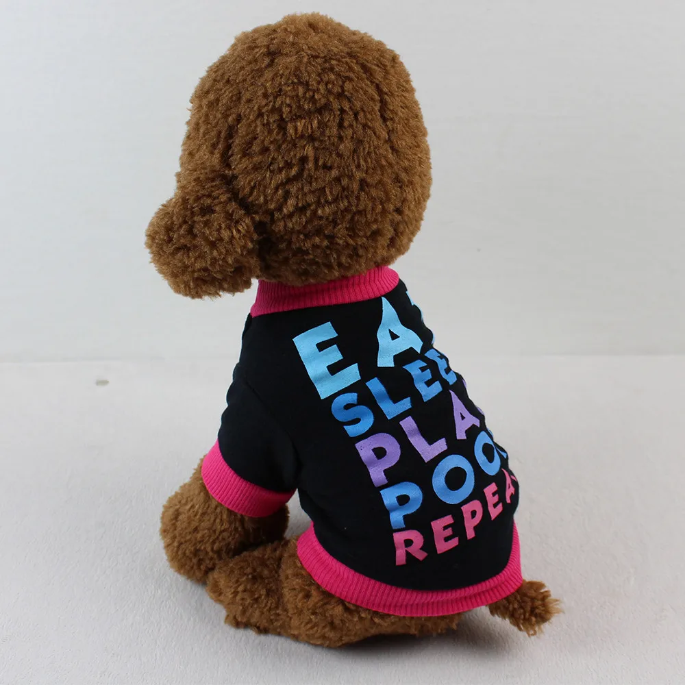 

EAT SLEEP PLAY POOP REPEAT Printed Dog Vests Spring Summer Pet T-shirt Soft Dogs Clothes Teddy Jersey Puppy Apparel EY11