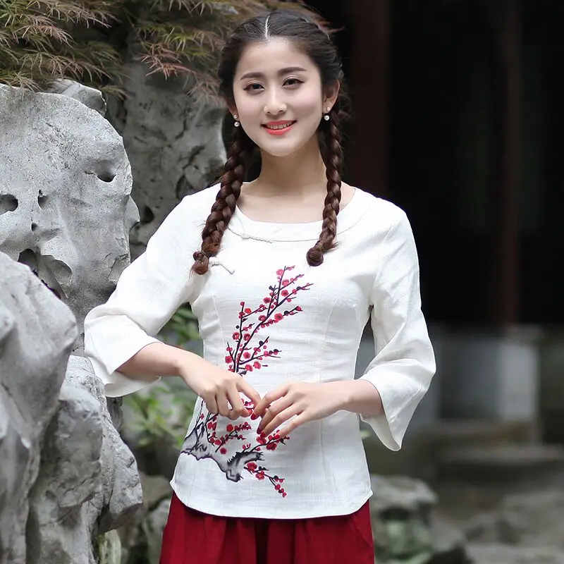 fashion-chinese-women's-shirt-cotton-linen-tops-mandarin-collar-blouse-lady-clothing-cheongsam-short-dress-top-flowers-s-xxxl