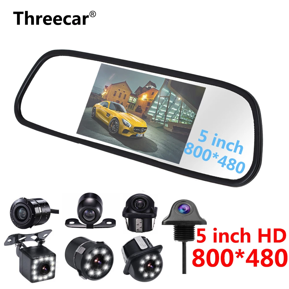 

5 Inch TFT LCD Car Mirror Monitor Display Reverse Camera Parking System for Night Vision Car Reversing Backup Camera NTSC PAL