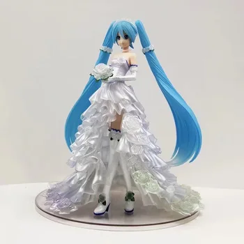 

25cm Hatsune Miku 1/7 Wedding dress action figure PVC toys collection doll anime cartoon model for Christmas gift