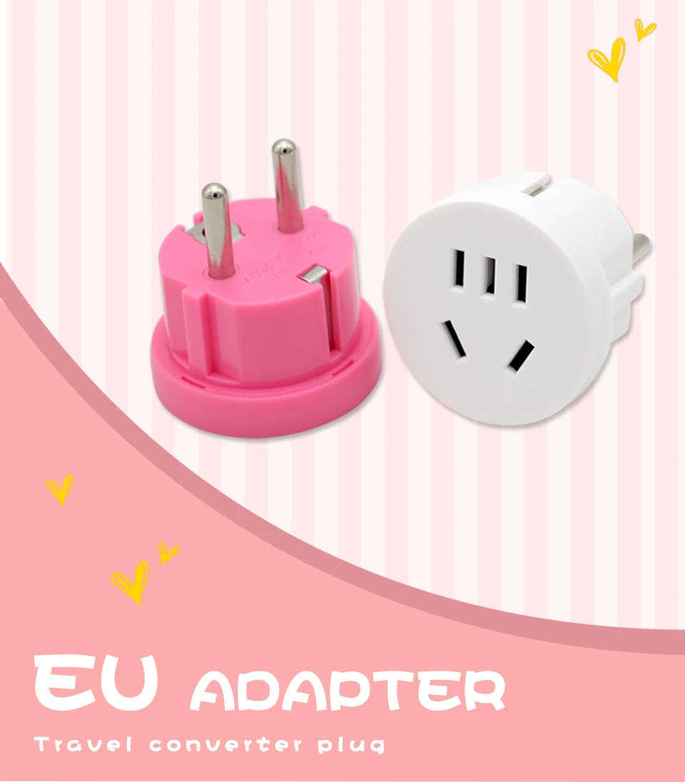 1PC US AU To EU Plug 2 Round Pin Socket USA AUS To Eur Europe Travel Wall AC Power Plug Wall Charger Outlet Adapter Converter (1)