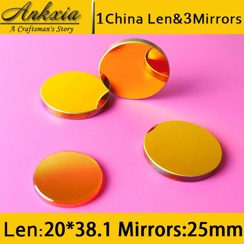 1PCS Dia 20mm Length 38.1mm China ZnSe Co2 Laser Focus Len and 3PCS 25mm Silicon Mirrors for Cutter Engraving Machine | Инструменты