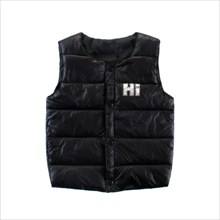 Fanfiluca Autumn Girls Vest Thin Cotton Baby Vest Winter O-neck Solid Warm Winter Coat Girl Black Boys Winter Spring Waistcoats 005