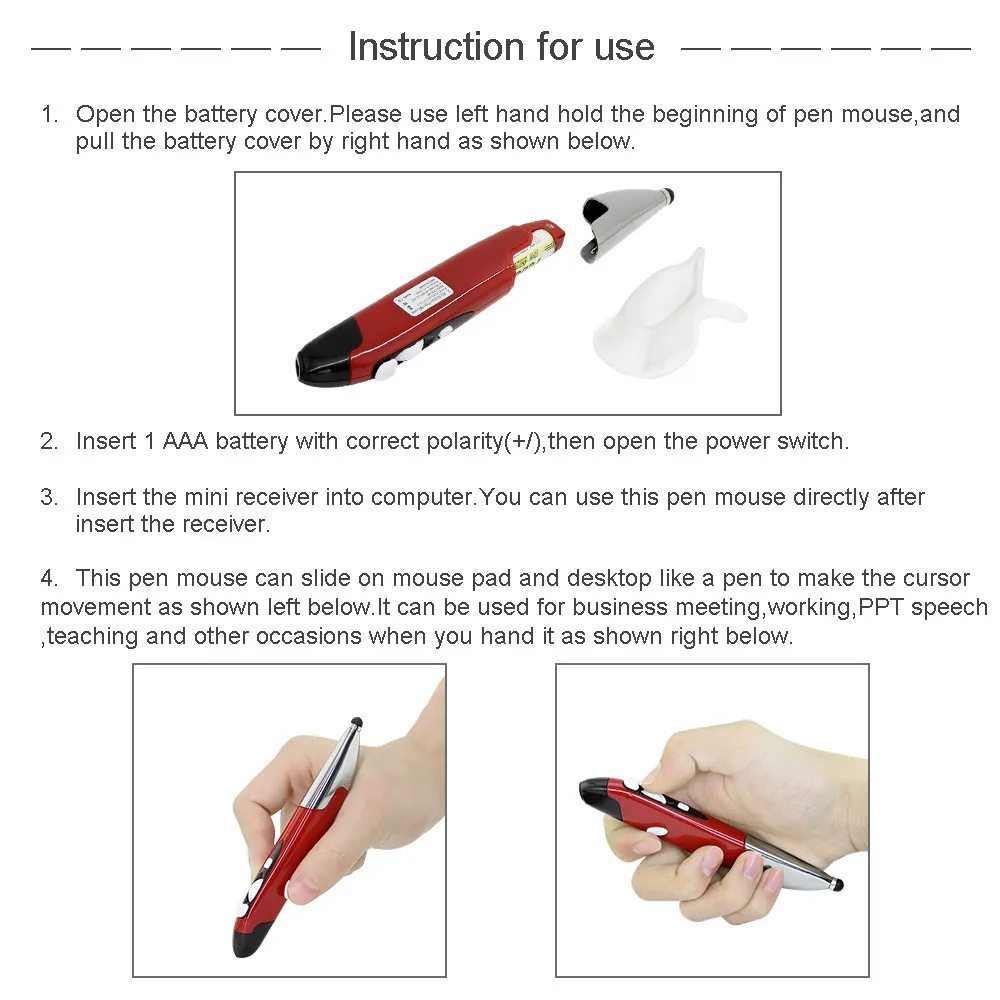 Беспроводная эргономичная лазерная мышь 2 4 ГГц 800/1200/1600DPI|optical pen air mouse|pen mousepen mouse |