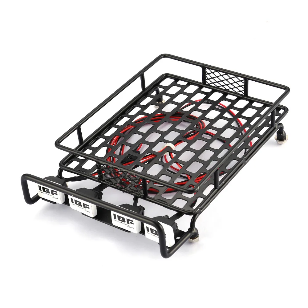 

Universal Big Roof Rack Luggage Carrier And 4 Square LED Lights RC Car Rock Crawler For AXIAL SCX10 RC4WD CC01