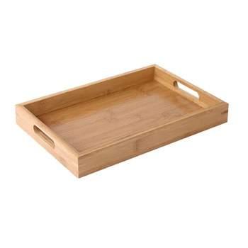 

Wooden Serving Tray Tea Cutlery Trays Storage Pallet Fruit Plate Decoration Food Bamboo Rectangular