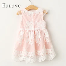 Hurave Baby Girl Dresses 2017 Summer cute Style Children summer lace Clothing Embroidery Dresses For Girl Vestido Infant Girl