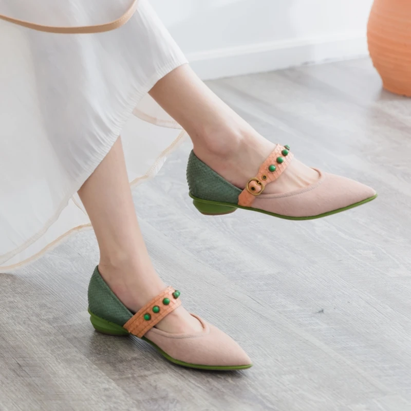 

Fashion Genuine leather+horse hair snake pattern sweet Mary Jane shoes Pointed Toe High Heels Pumps Women High Heels Ladies Shoe
