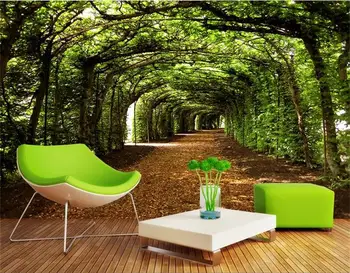 

3d wallpaper custom photo non-woven mural Wall sticker The tunnel green trees painting 3d wall room murals wallpaper
