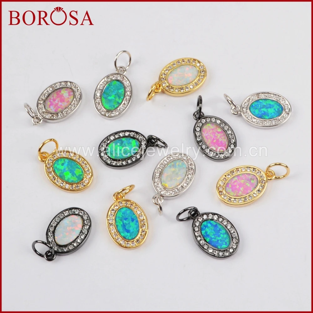 Borosa Мода Druzy блестящие Micro Pave CZ Кристалл Spacer овальные Форма искусственный опал