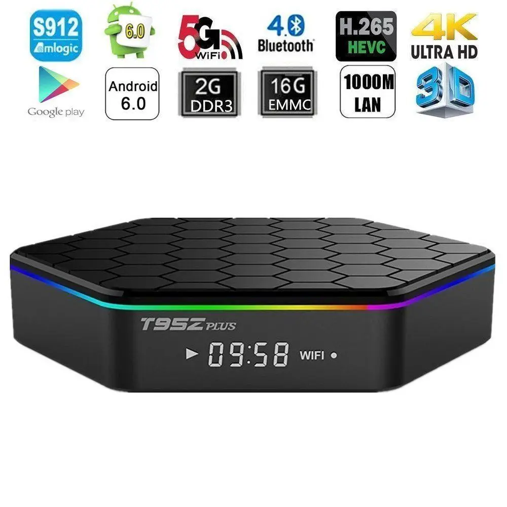 Оригинальный t95z плюс 2 ГБ 16 3 32 Amlogic S912 Octa core Android OS 7.1 Умные телевизоры коробка 2.4 г/5