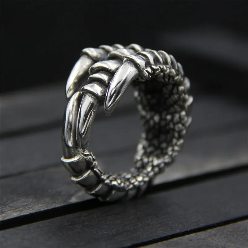 C&ampR 925 Sterling Silver Rings for men eagle claw ring retro exaggerated Fine Jewelry Size 8-10 Adjustable | Украшения и
