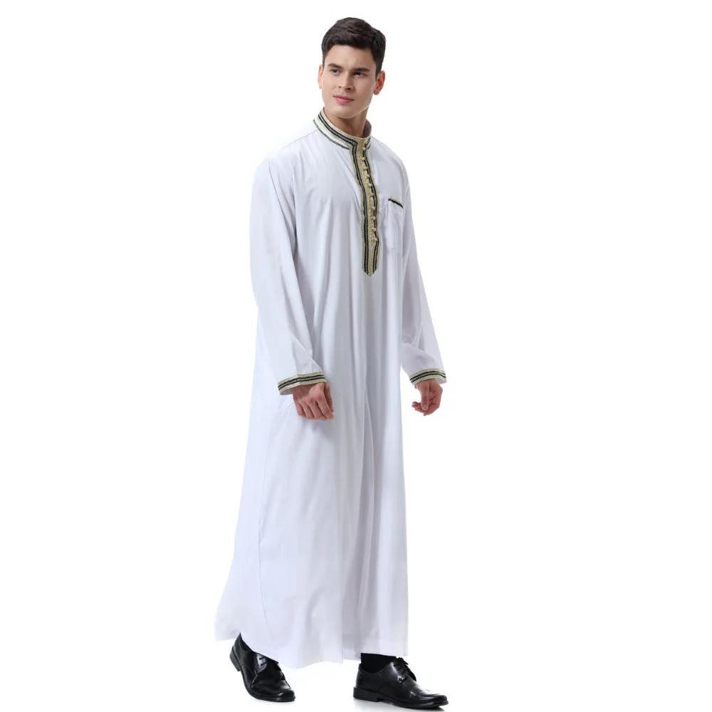 Мусульманские мужчины jubba tobe abaya формальное платье Ближний Восток Musulman Homme Jubah Caftan Саудовская Арабский исламский одежда CN-039