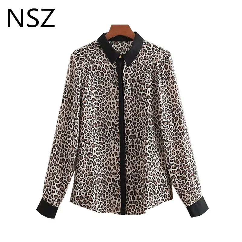 

Women Animal Print Leopard Blouse Shirt Long Sleeve Turn-Down Collar Shirt Female Casual Loose Wear Top Blusas Mujer