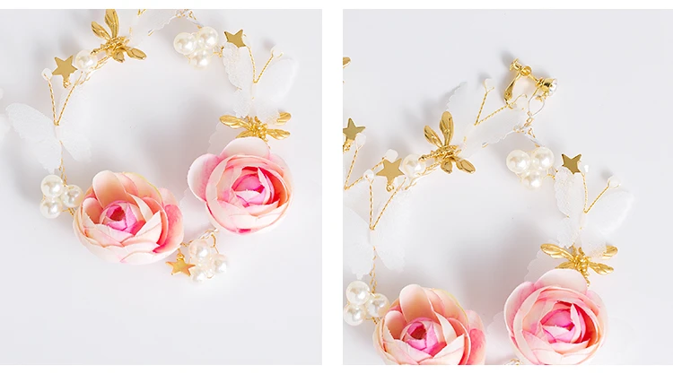 Южная Корея подчеркивающие индивидуальность большие тонкие серьги Мори цветок свадебные жемчужные серьги аксессуары для волос
