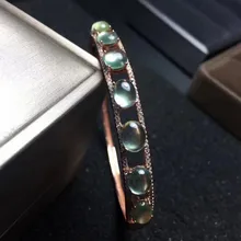 Отличающаяся хорошей устойчивостью Натуральный пренит s925 стерлингового серебра браслеты Простые Модные ювелирные украшения для женщин вечерние натуральный зеленый драгоценный камень