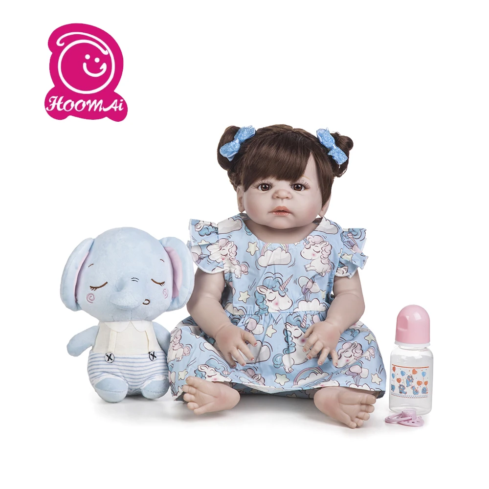 

Latest New 22inch 55cm Silicone Boneca Adorable menina Baby Reborn Doll Lovely full vinyl surprise christmas gift kids